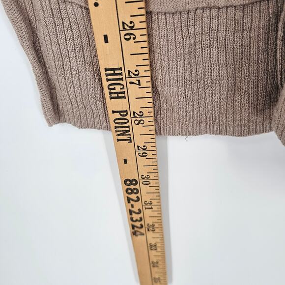 Rachel Zoe Beige 100% Linen Knit Button Front Quiet Luxury Cardigan Sweater M - Picture 5 of 6